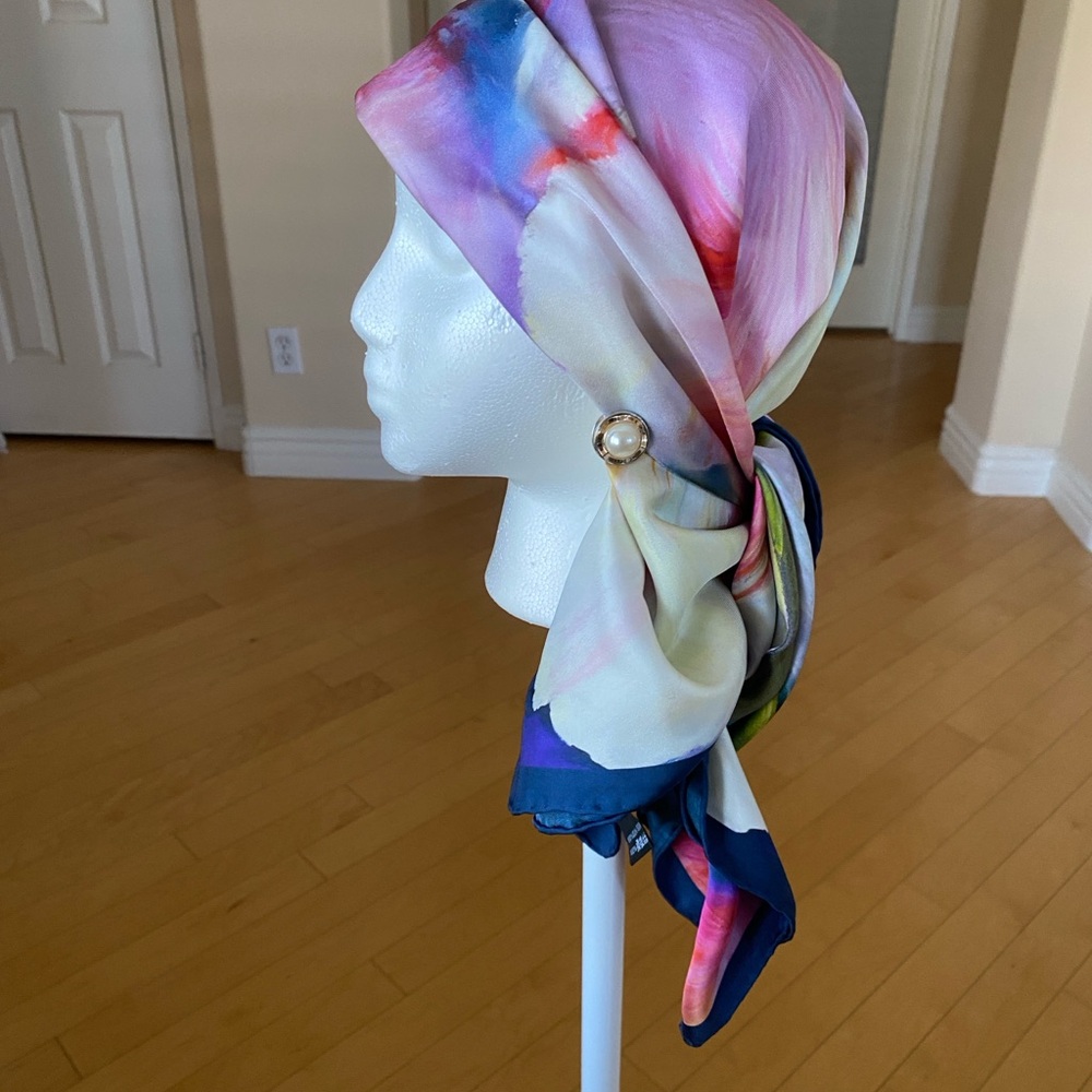 BONUS GIFT Mulberry Silk HANDMADE Vibrant Abstract Colorful Scarf Shawl Wrap - Picture 8 of 13